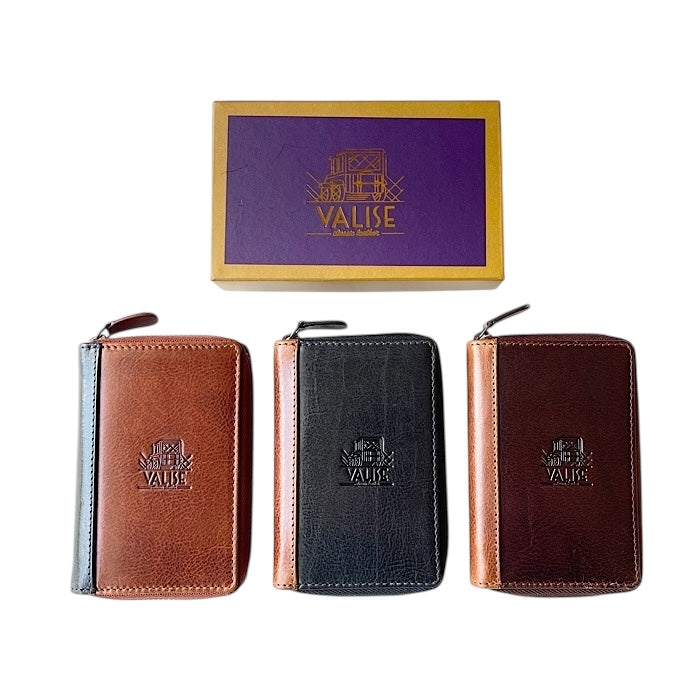 Zip Key Case Cognac/Navy
