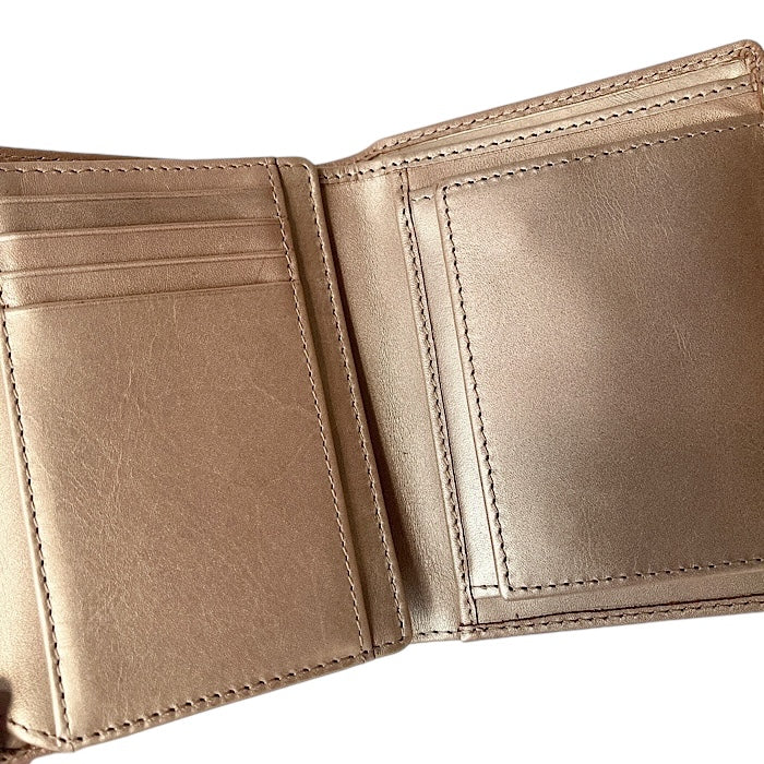 二つ折りミニ手帳型財布 シャンパンゴールド