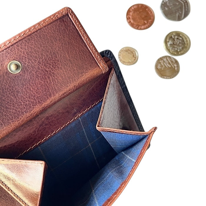 Bifold wallet navy/cognac