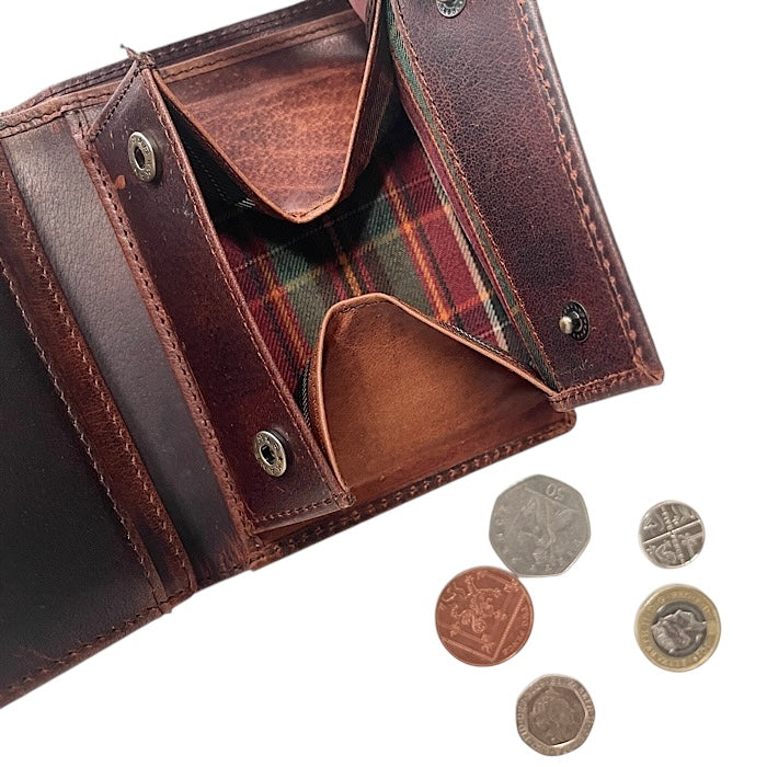 二つ折りミニ手帳型財布 アンティークブラウン