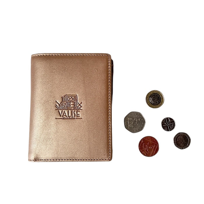 二つ折りミニ手帳型財布 シャンパンゴールド