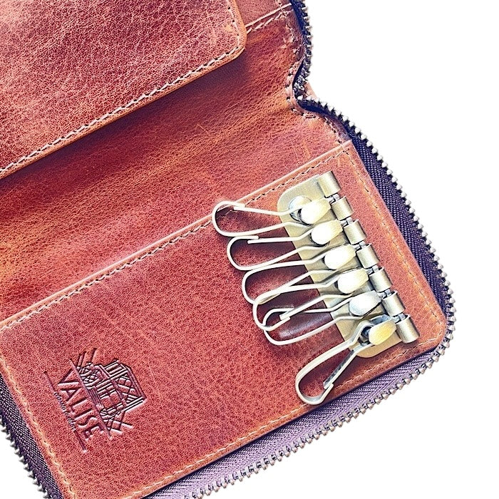 Zip Key Case Brown/Cognac