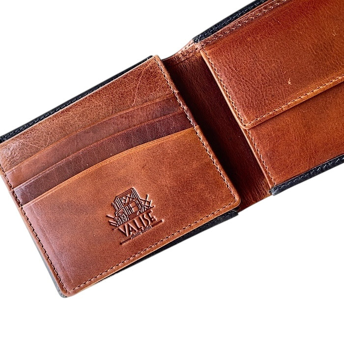 Bifold wallet navy/cognac