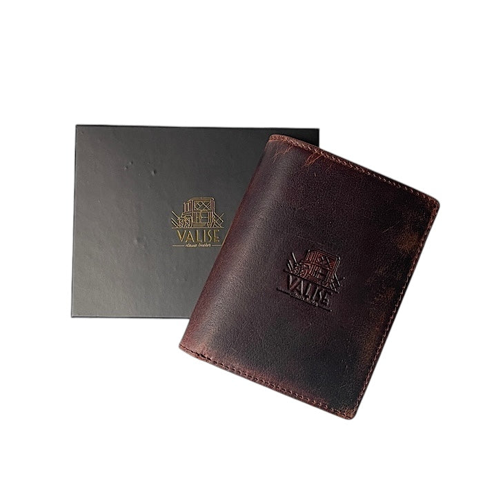 二つ折りミニ手帳型財布 アンティークブラウン