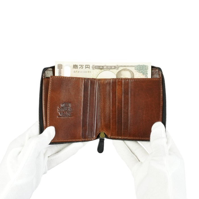 Zip Card/Note ネイビー/コニャック