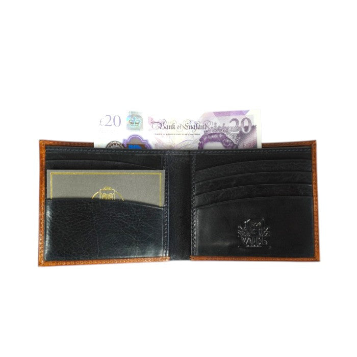 二つ折り財布(コインケース無) コニャック/ネイビー