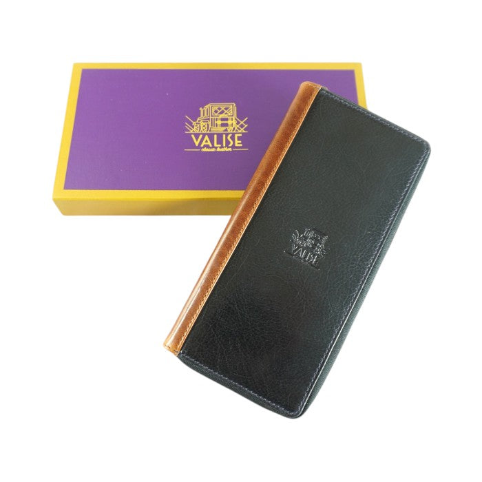 Zip Long Purse ネイビー/コニャック