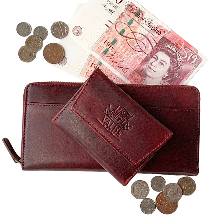 三つ折り財布 ブラックチェリー