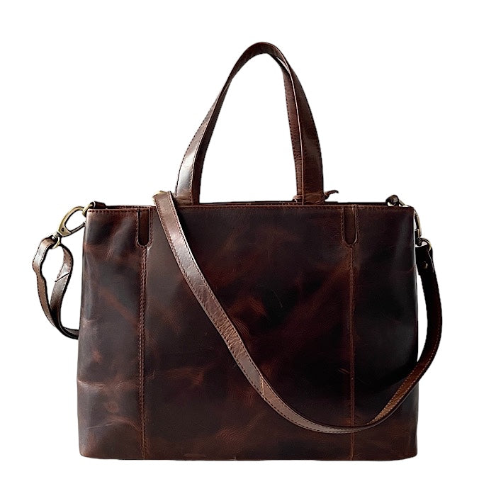 Medium 2-way Tote Bag, Antique Brown