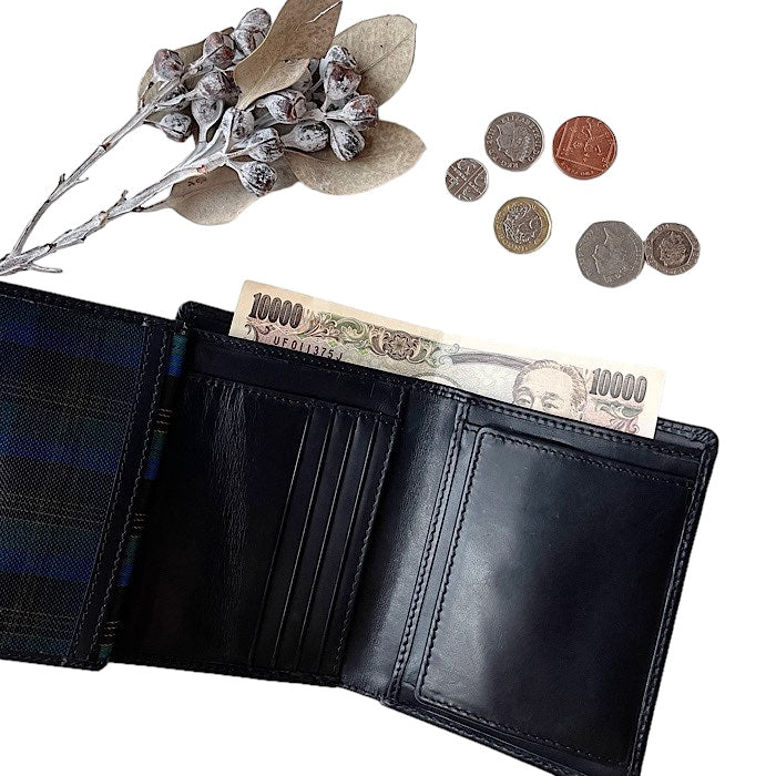 二つ折りミニ手帳型財布 イートンブラック