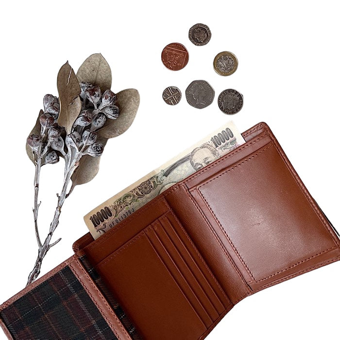 二つ折りミニ手帳型財布 ゴールデンタン