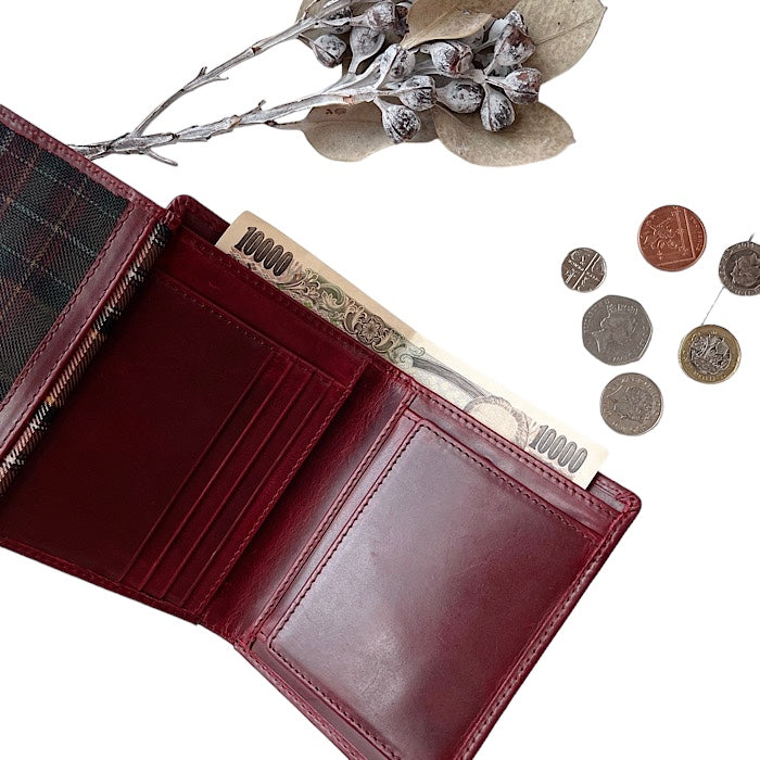 二つ折りミニ手帳型財布 ブラックチェリー