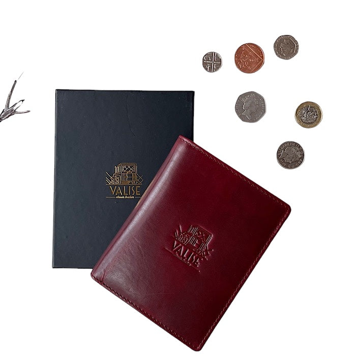 二つ折りミニ手帳型財布 ブラックチェリー