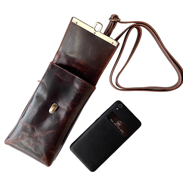 本革スマートフォンショルダー アンティークブラウン