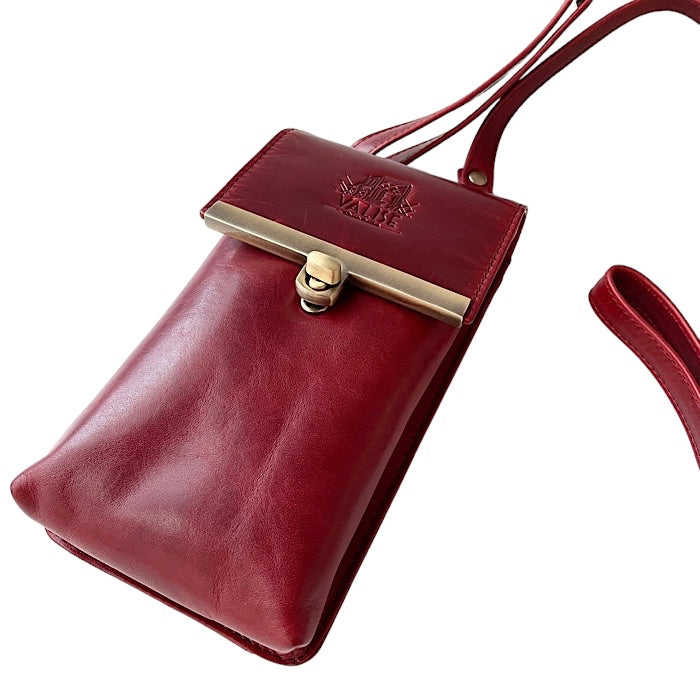 本革スマートフォンショルダー ブラックチェリー