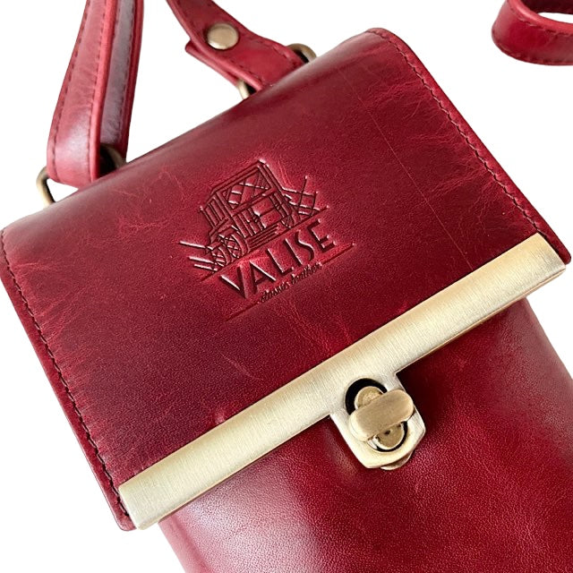 本革スマートフォンショルダー ブラックチェリー