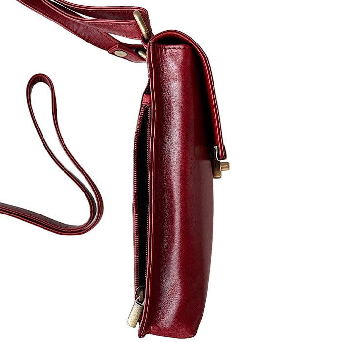 本革スマートフォンショルダー ブラックチェリー