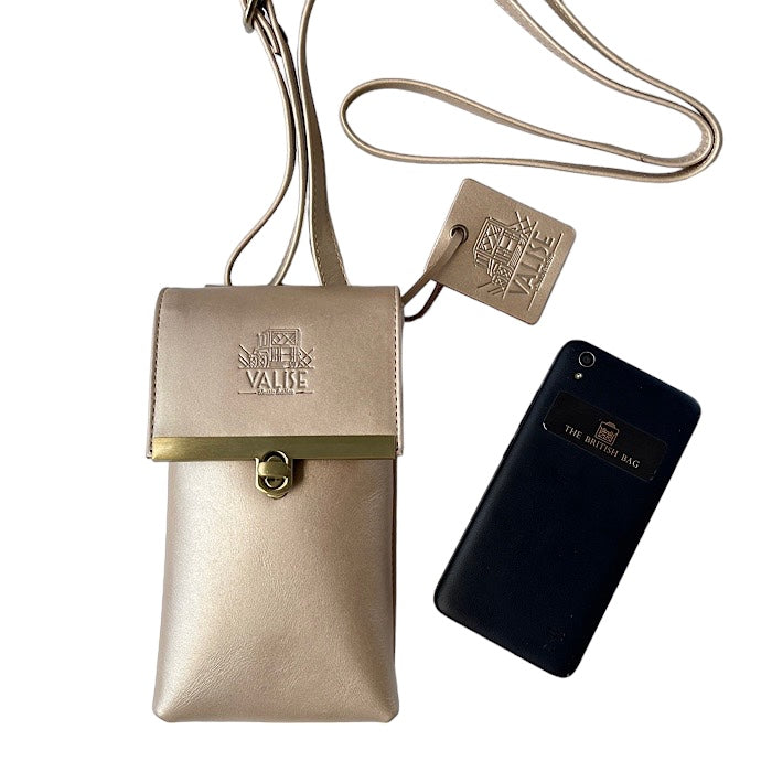 本革スマートフォンショルダー シャンパンゴールド