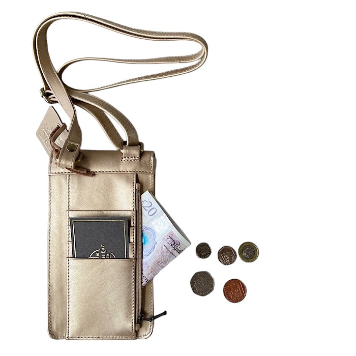本革スマートフォンショルダー シャンパンゴールド