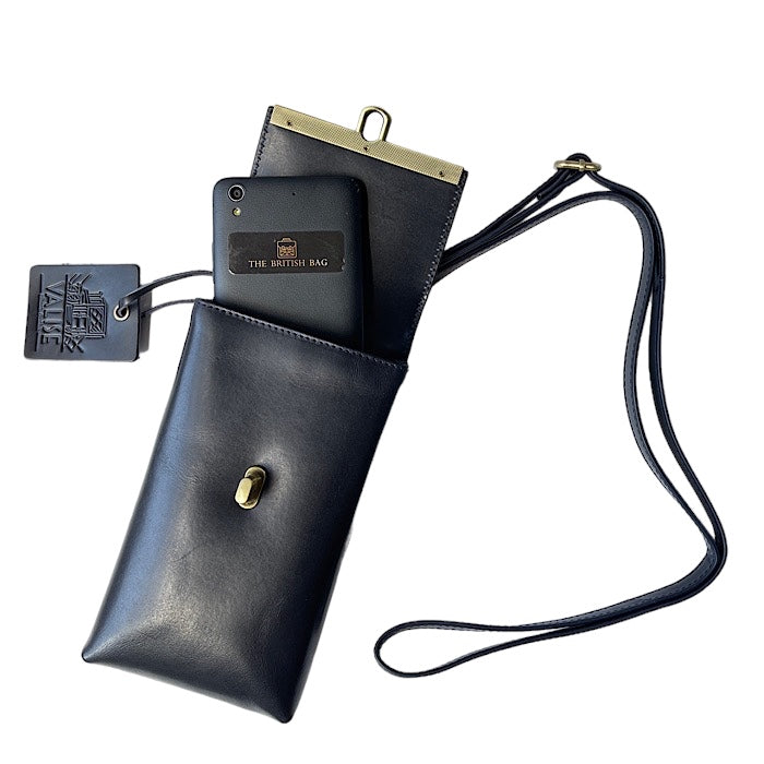 本革スマートフォンショルダー サファイヤブルー