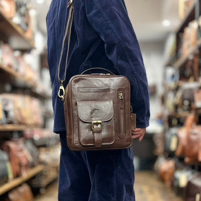 TALL ボックスサッチェル マホガニーブラウンサッチェル