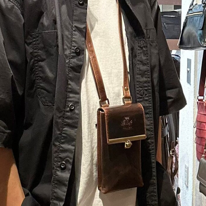 本革スマートフォンショルダー アンティークブラウン
