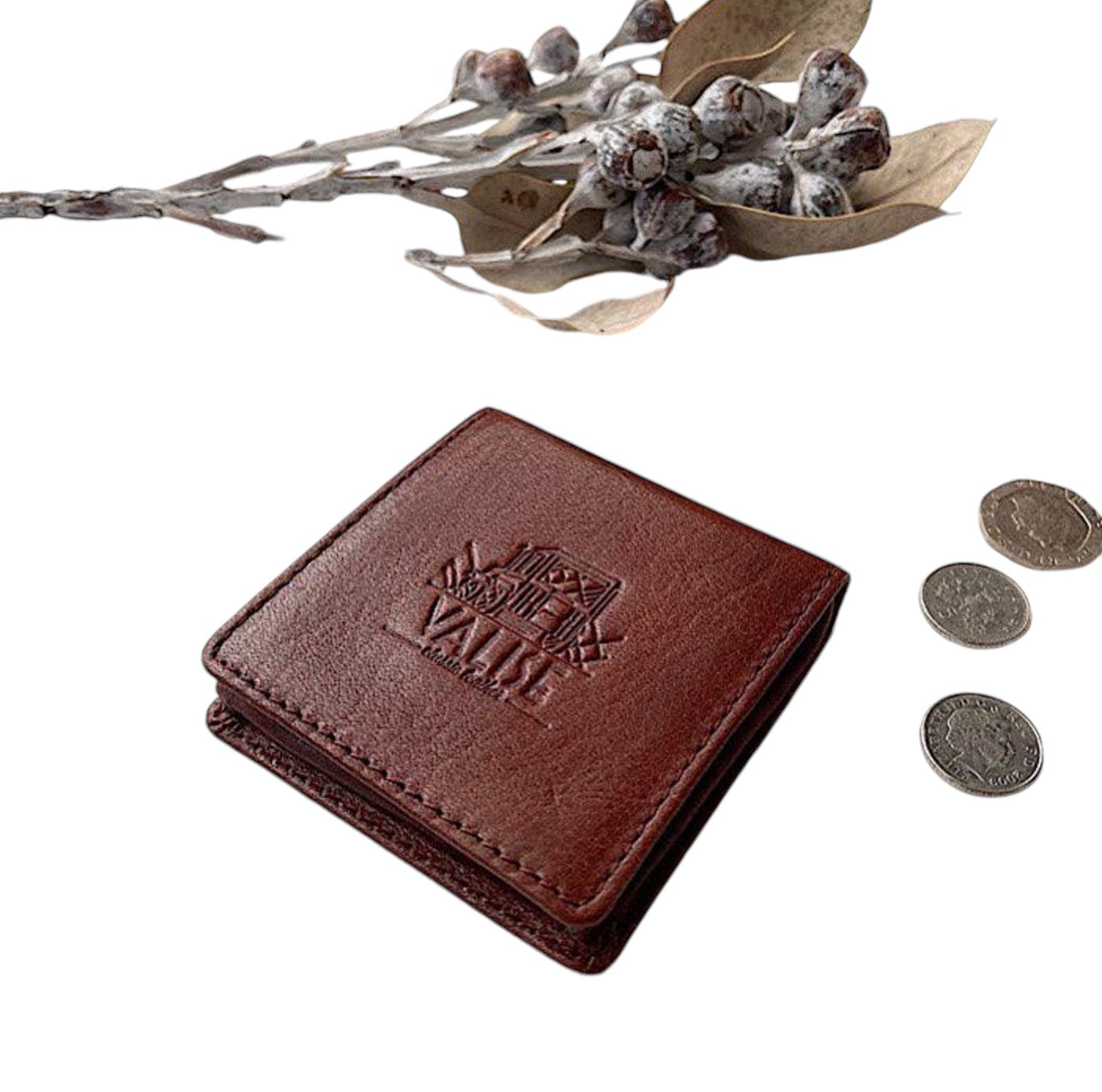 Valise coin case, antique brown