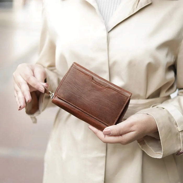 Primehide 三つ折りレザーウォレット 25712 Brown