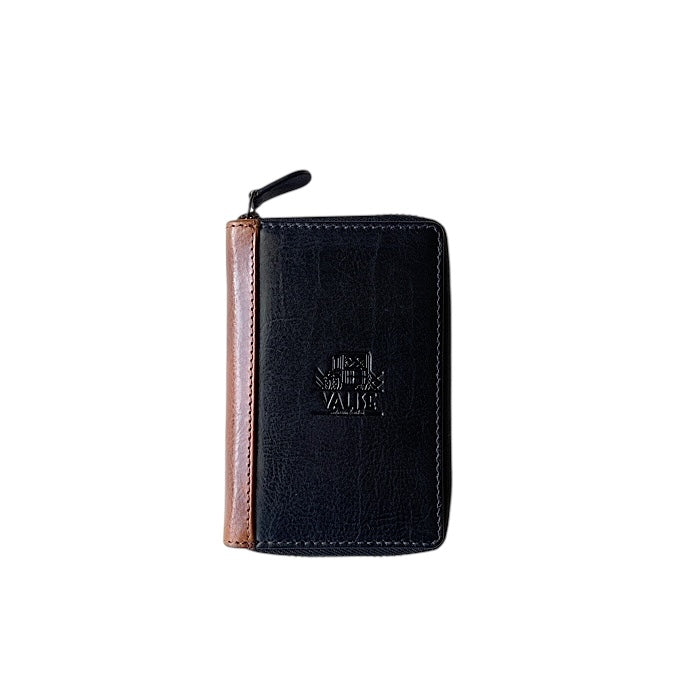 Zip Key Case Navy/Cognac