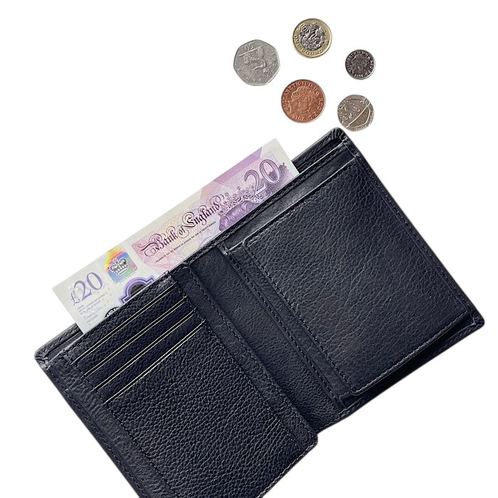 Bi-fold mini wallet, wash black