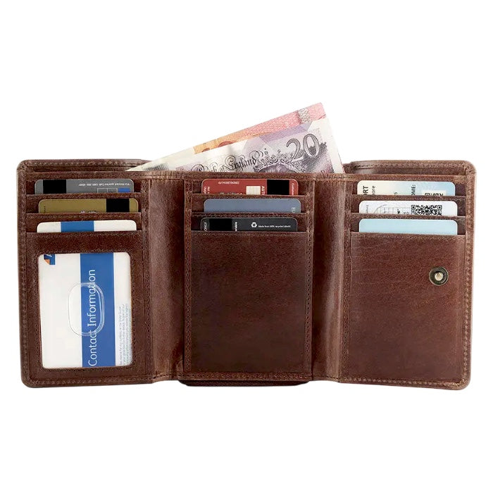 Primehide 三つ折りレザーウォレット 25713 Brown