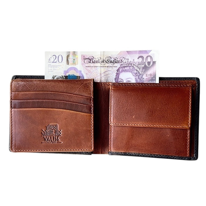 Bifold wallet navy/cognac