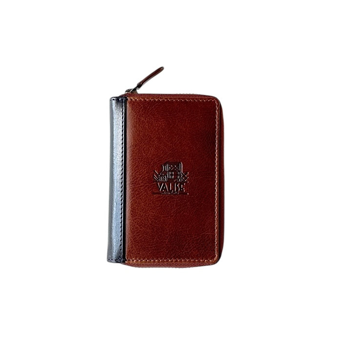 Zip Key Case Cognac/Navy