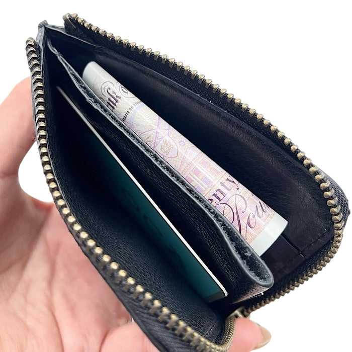 Coin and card case in washed black