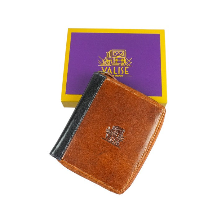 Zip Key Case Cognac/Navy