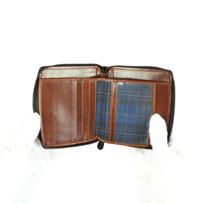 Zip Card/Note ネイビー/コニャック