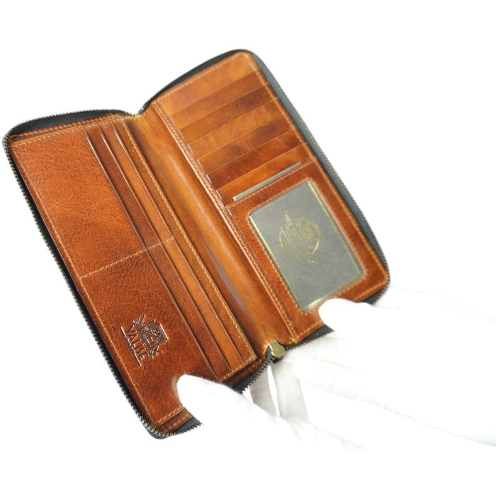 Zip Long Purse ネイビー/コニャック