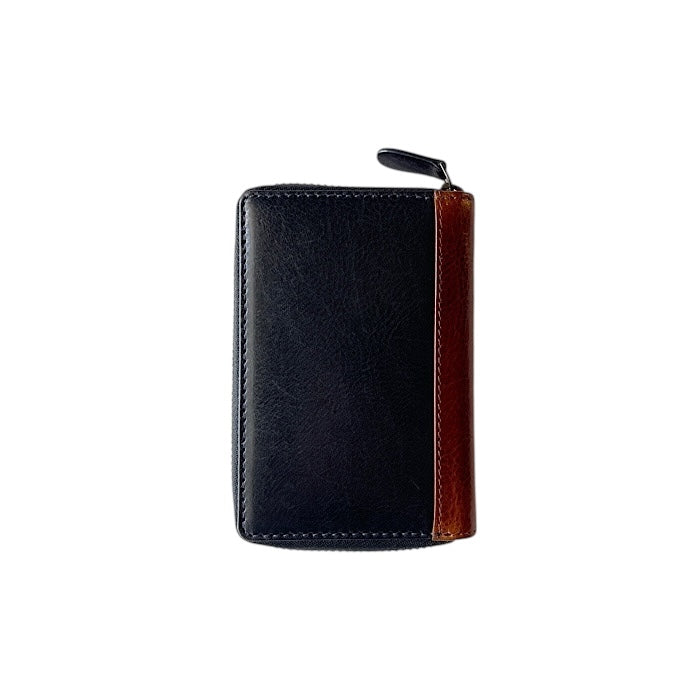 Zip Key Case Navy/Cognac