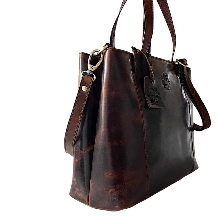 Medium 2-way tote, antique brown