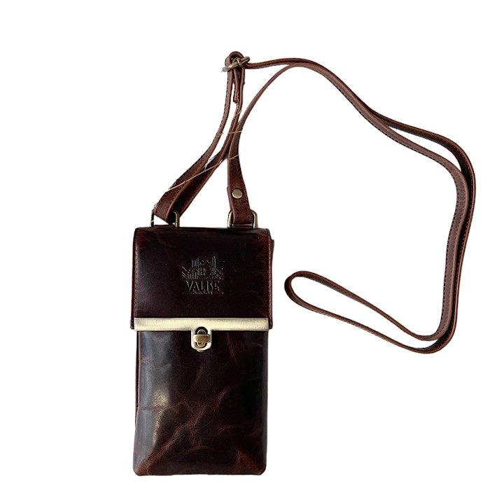 Genuine Leather Smartphone Shoulder Bag Antique Brown