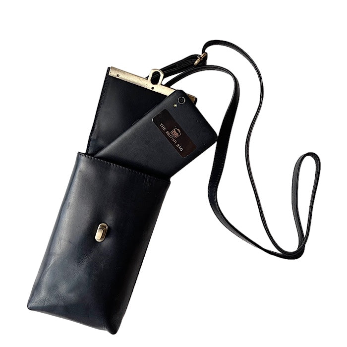 Genuine Leather Smartphone Shoulder Bag Eton Black