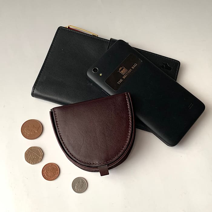 Brown leather coin case